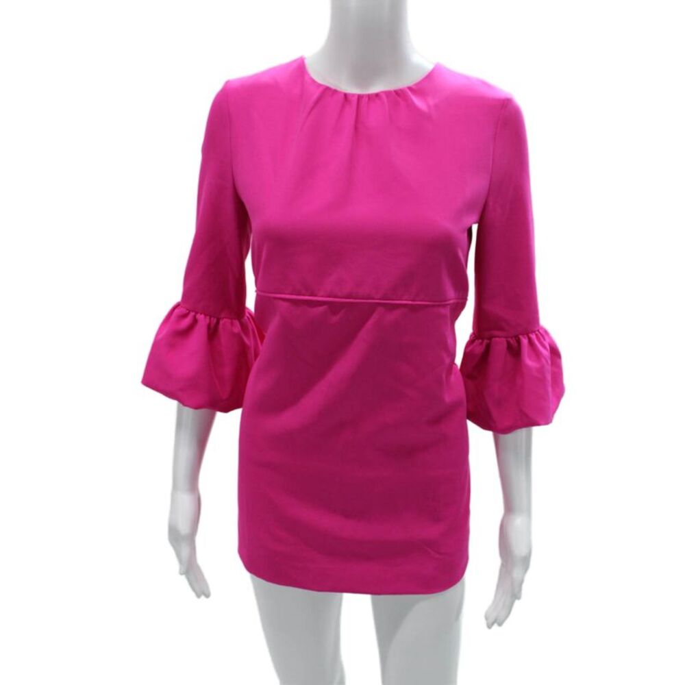 Milly Minis Girls Solid Trumpet Sleeve Dress Fuschia Size 16